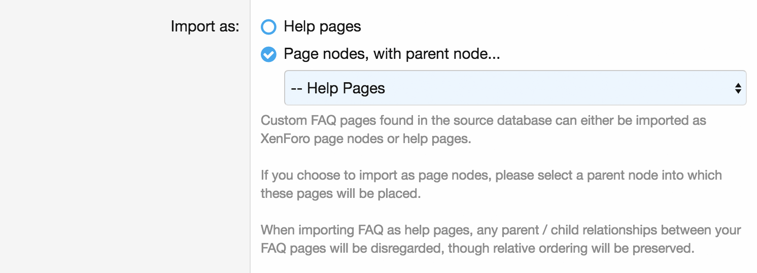 Choosing a parent node for FAQ pages when importing as page nodes