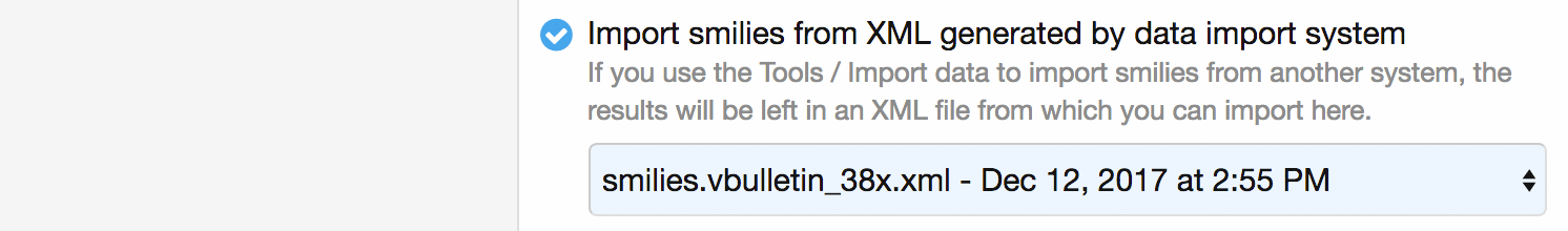 Importing smilies from XML after the import process completes