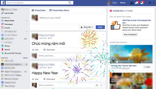 Khui hiệu ứng "Happy New Year" cực độc trên Facebook